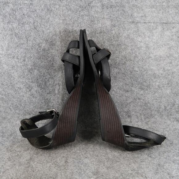 Old Navy Shoes Womens 10 Sandals Wedge Buckle Straps Black Casual Open Toe - Picture 10 of 13